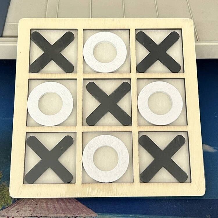 Jucarie tip Montessori "X si O", 9 piese, lemn, negru/alb — varianta 2