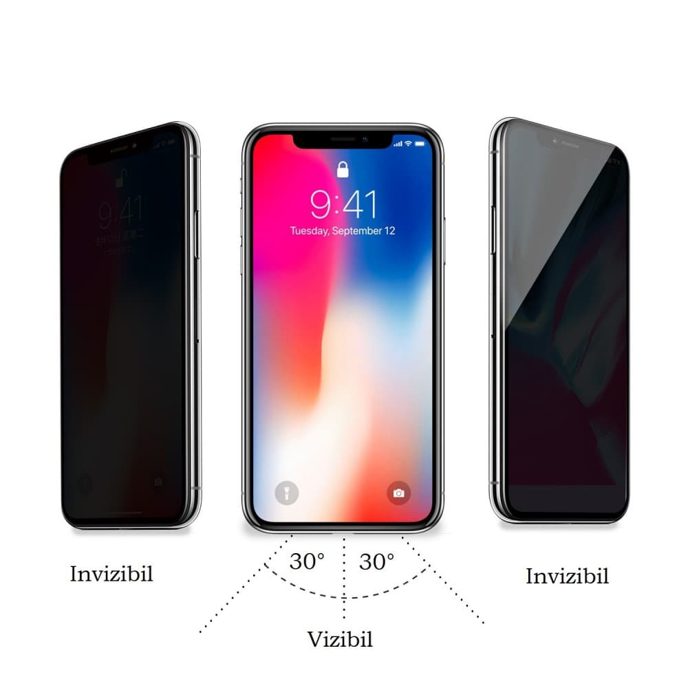 Folie de sticla Apple iPhone 15 Plus, Full Glue Privacy, margini negre — varianta 3
