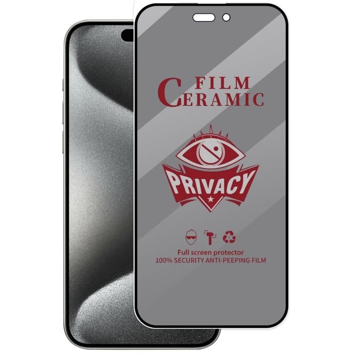 Folie de protectie Apple iPhone 14 Pro, Matte Privacy Ceramic, margini negre