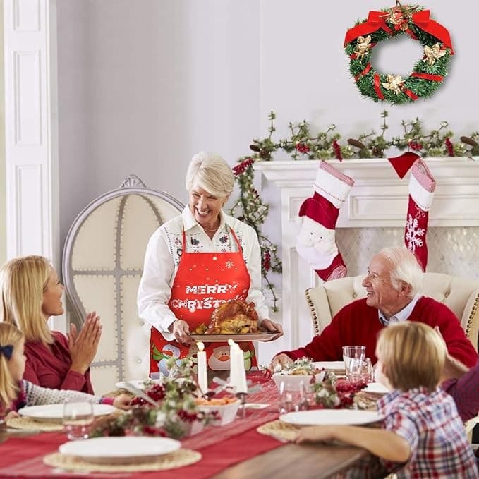 Sort de bucatarie decorativ, tema Craciun, 50 x 70 cm, model Merry Christmas — varianta 4