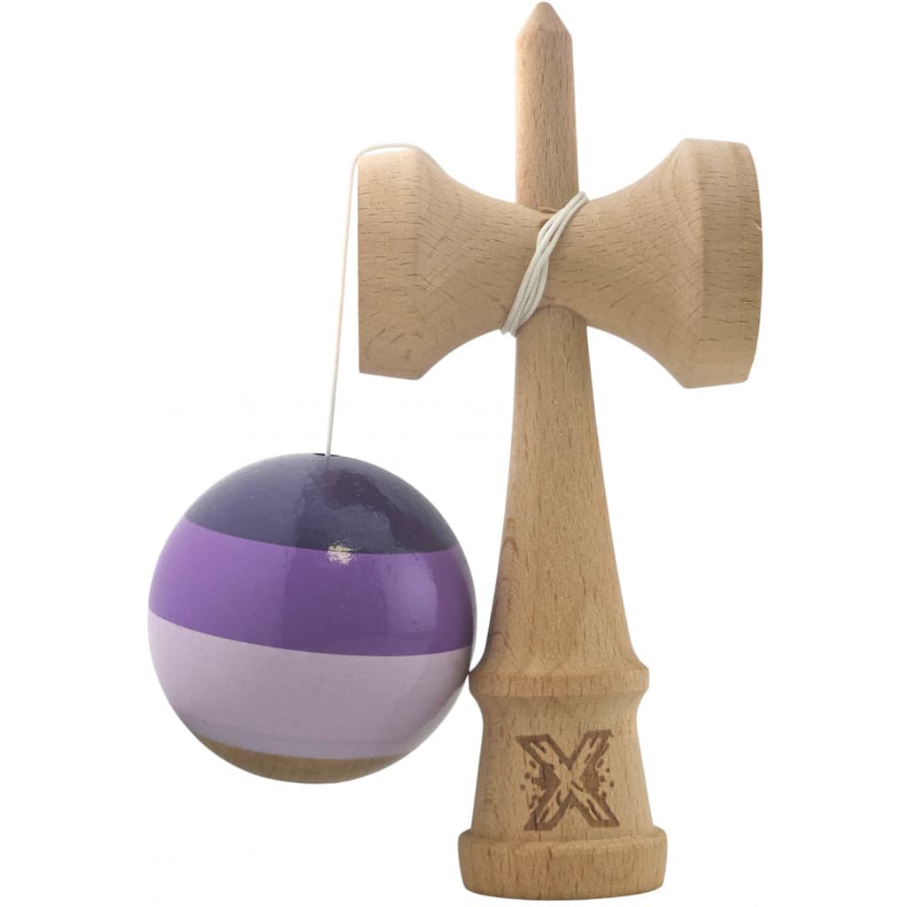 Jucarie lemn Kendama X, originala, profesionala, Super Sticky, 18 cm, mov/lila — varianta 3