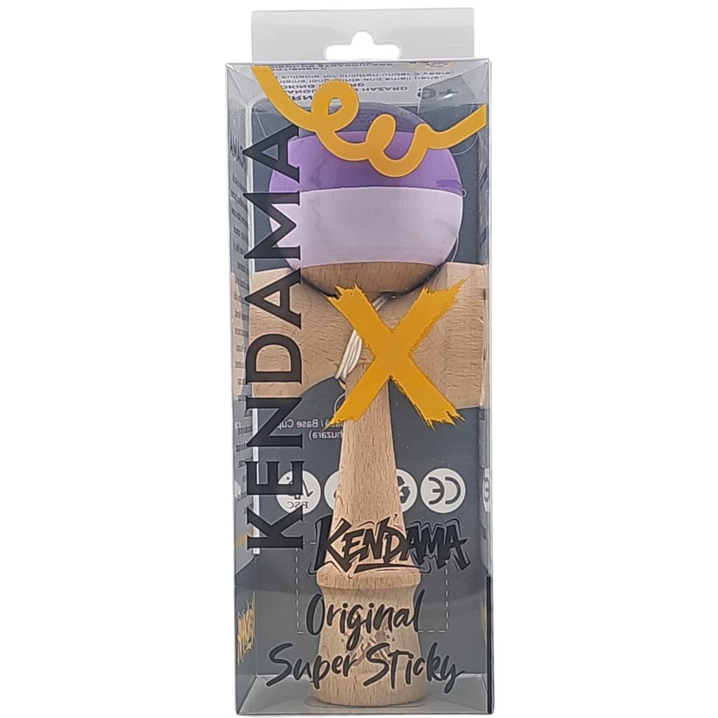 Jucarie lemn Kendama X, originala, profesionala, Super Sticky, 18 cm, mov/lila — varianta 5