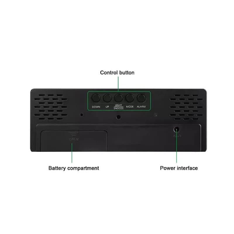 Ceas de masa digital LED DS-3806M, carcasa neagra si afisaj alb — varianta 3