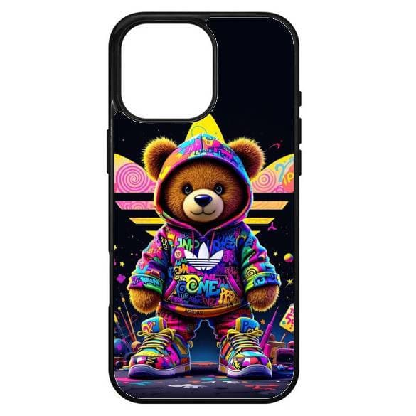 Husa protectie Apple iPhone 16 Pro Max, Colorful Aluminium TPU, design Bear
