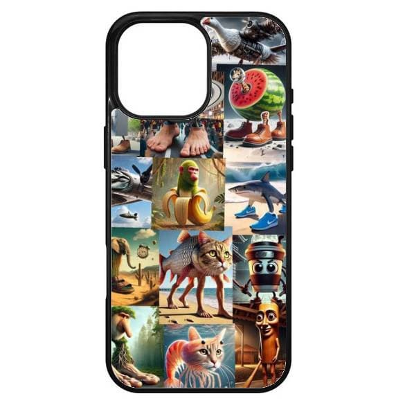 Husa protectie Apple iPhone 16 Pro Max, Colorful Aluminium TPU, design Brainrot Colaj