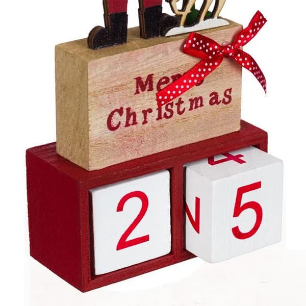 Decoratiune de Craciun din lemn, calendar Mos Craciun, 20 cm — varianta 3