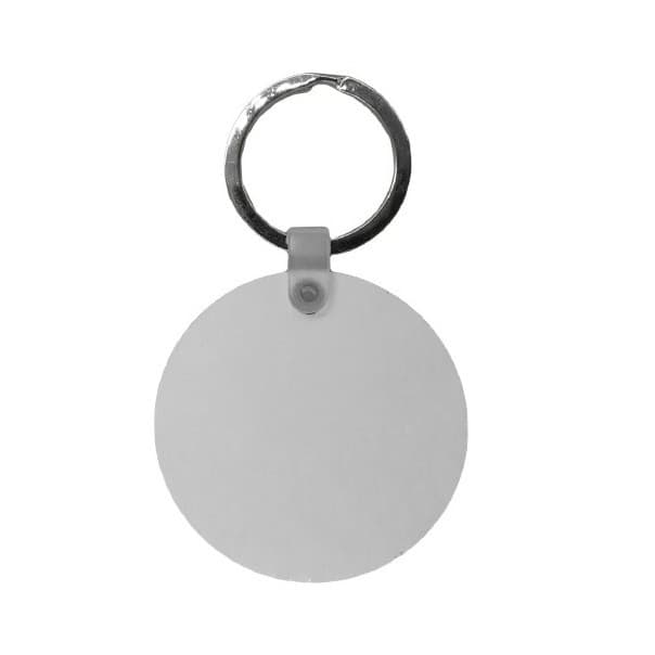 Breloc din MDF (lemn) personalizat cu poza ta, inel de sustinere metalic, rotund — varianta 2
