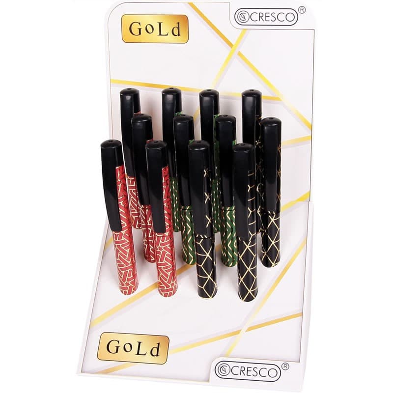 Stilou Cresco Gold 280030-C, penita iridium, alimentare rezerve, corp plastic, verde/auriu — varianta 2