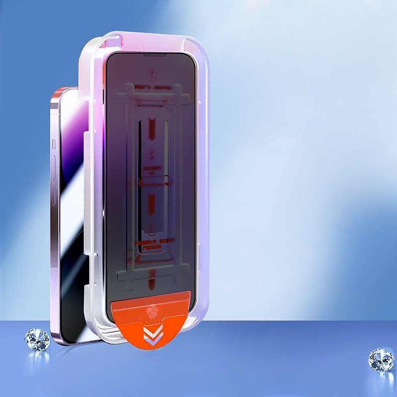 Folie sticla Privacy Apple iPhone 15 Plus, kit instalare rapida, Full Glue, margini negre 2