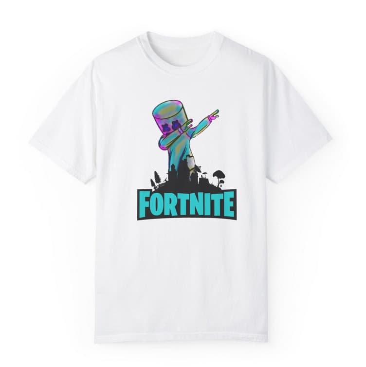 Tricou personalizat alb, copii/adulti, design Marshmello Fortnite, modal, diverse marimi — 2