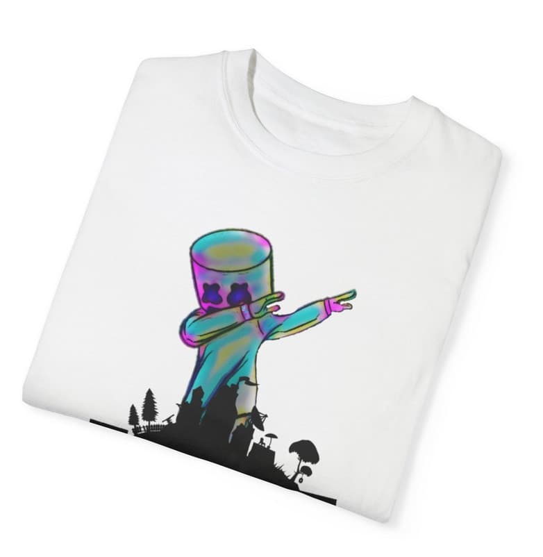 Tricou personalizat alb, copii/adulti, design Marshmello Fortnite, modal, diverse marimi — 3