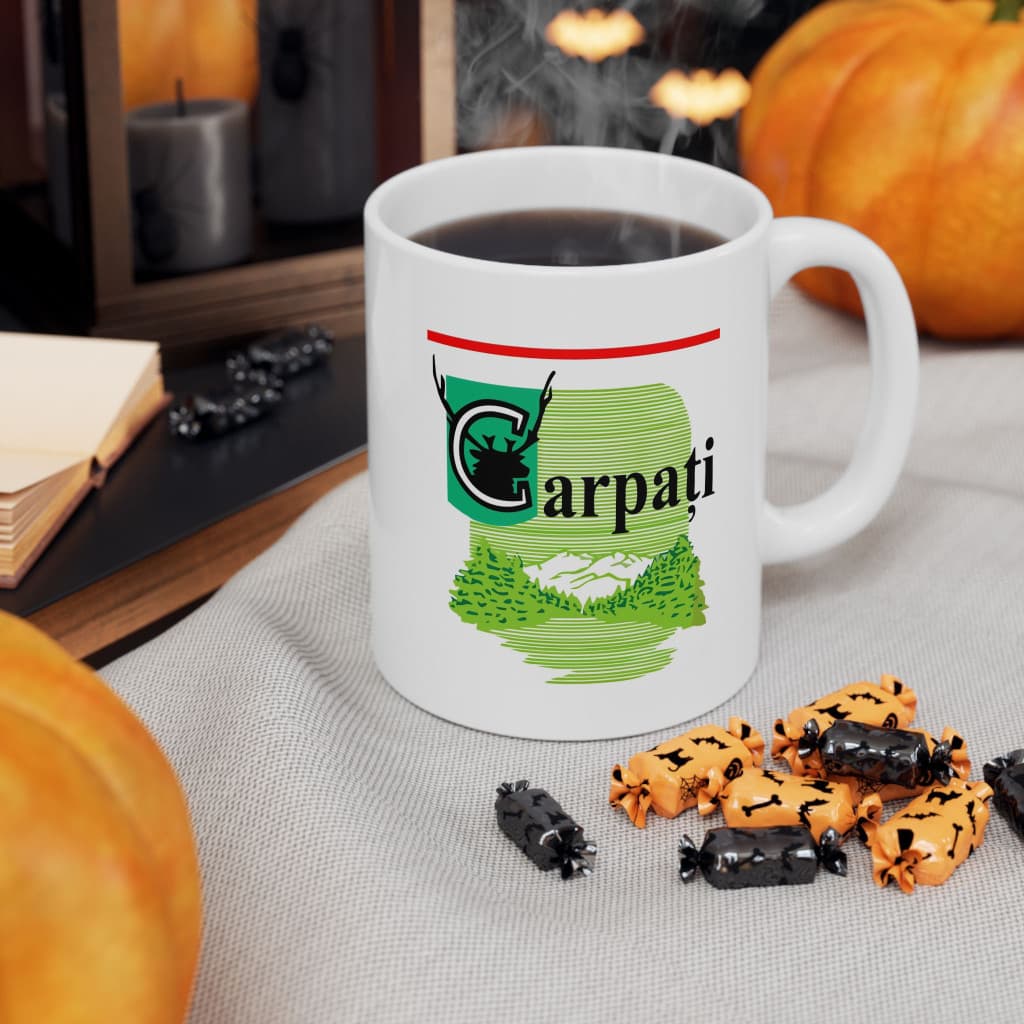 Cana ceramica personalizata, mesaj "Carpati", 330 ml, alba — 2
