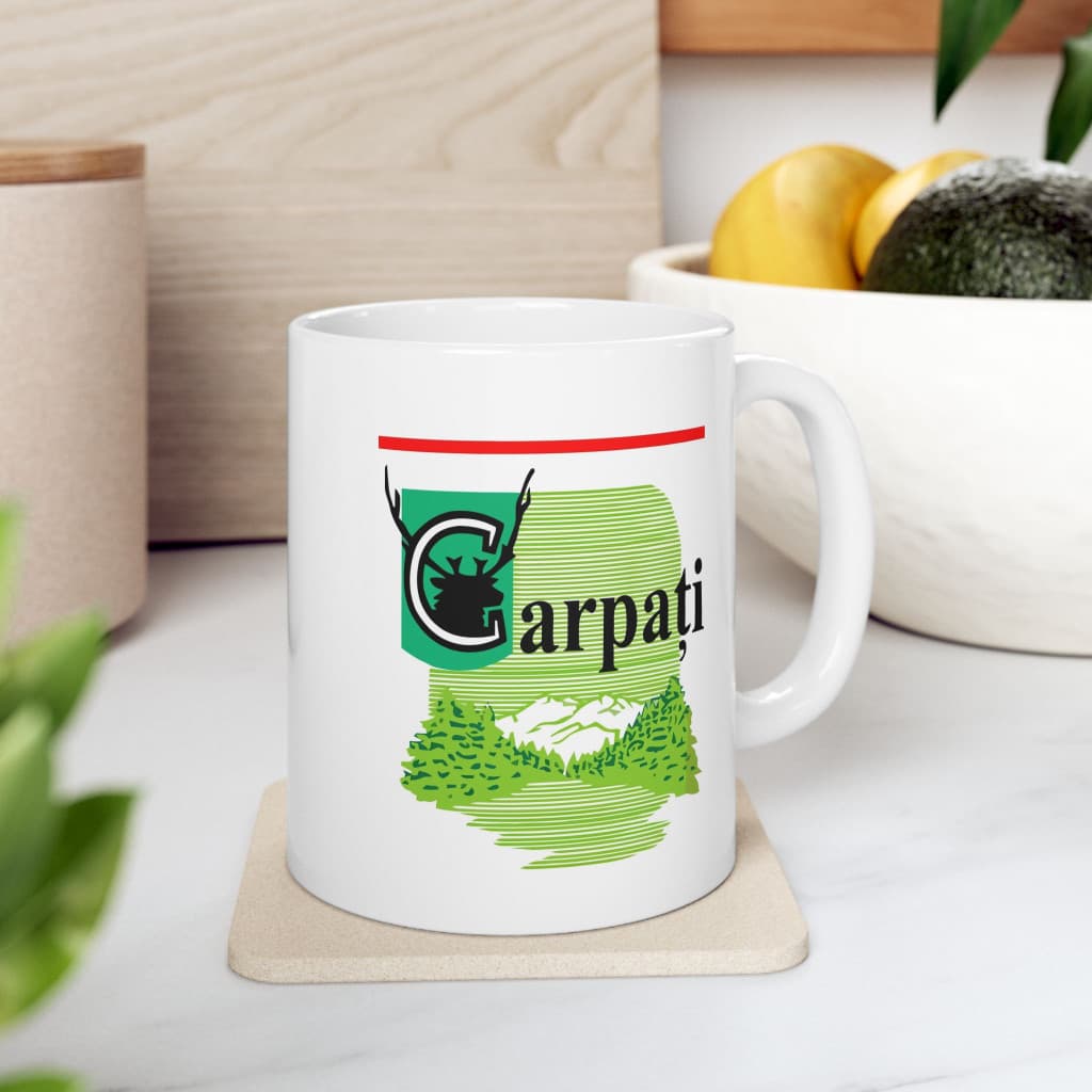 Cana ceramica personalizata, mesaj "Carpati", 330 ml, alba — 3