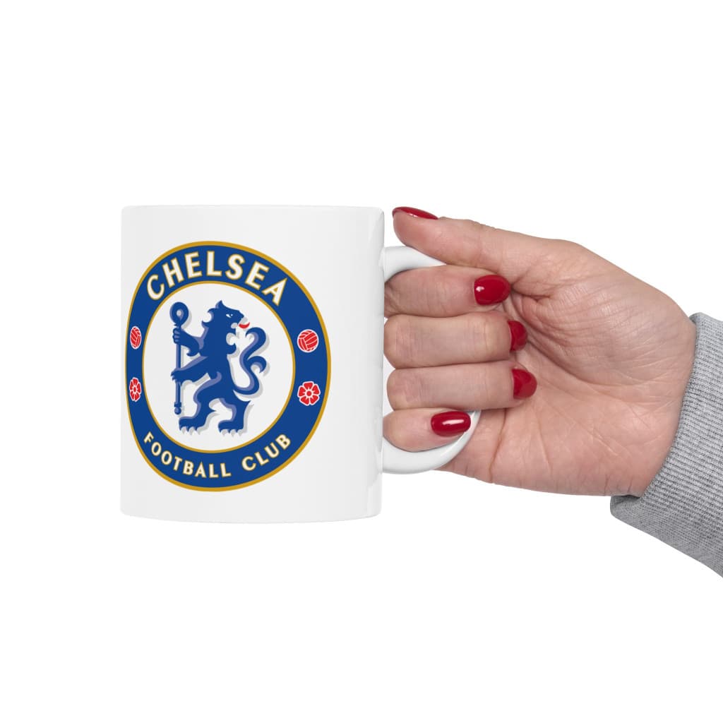 Cana ceramica personalizata, design Chelsea, 330 ml, alba — 5