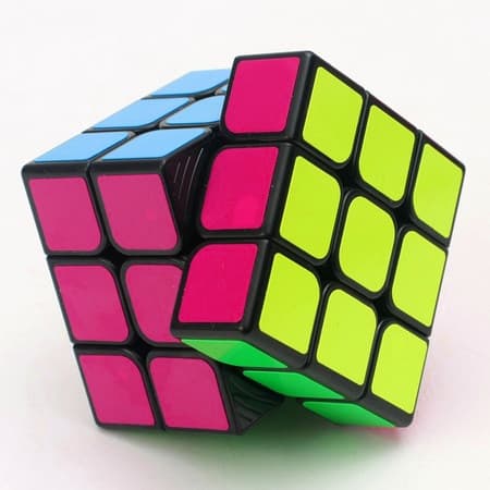 Jucarie cub tip Rubik, 3 x 3 randuri, 5.5 cm, 6 fete colorate (albastru, alb, roz, verde, portocaliu, galben) — 2