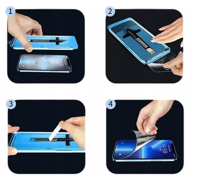 Folie sticla Apple iPhone 14 Pro, Full Glue Premium Glass, ESD, kit instalare rapida, margini negre — 3