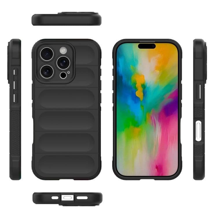 Husa Apple iPhone 16 Pro Max, Wave Silicone, protectie camera, catifea in interior, night black — 3