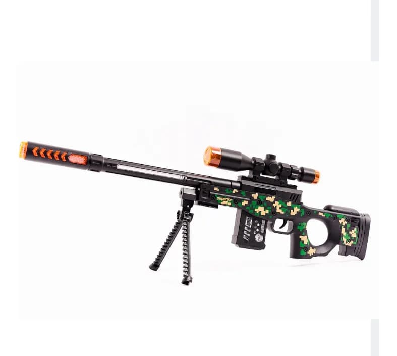 Pusca cu luneta de jucarie, cu lumini si sunete, trepied, 61 cm, negru/verde — 2