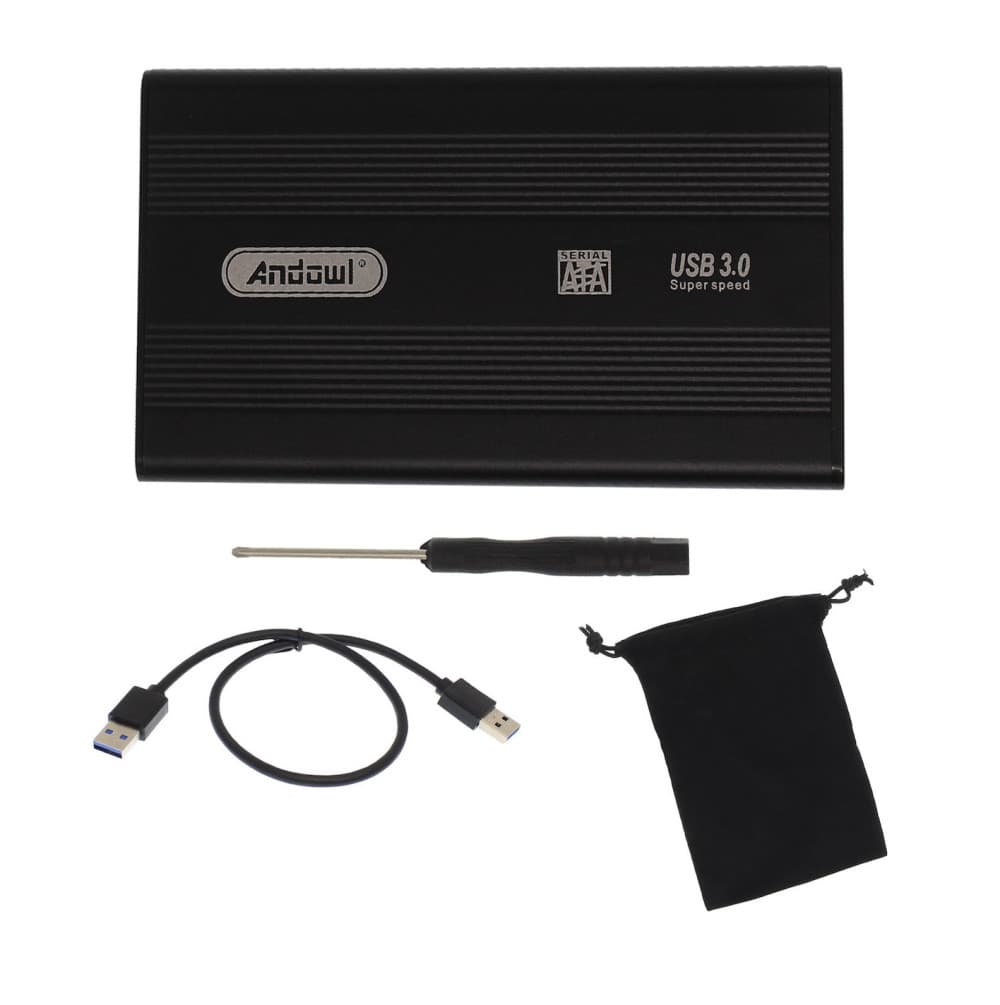Carcasa rack extern Andowl QY-S3.0, USB 3.0, compatibil 2.5 inch HDD, 5 Gbit/s, aluminiu, cablu si husa Incluse — 4