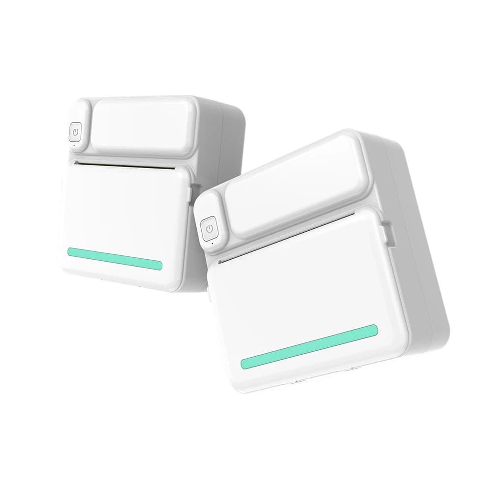 Mini imprimanta termica C19, compatibil iOS/Android, alb/turcoaz — 2