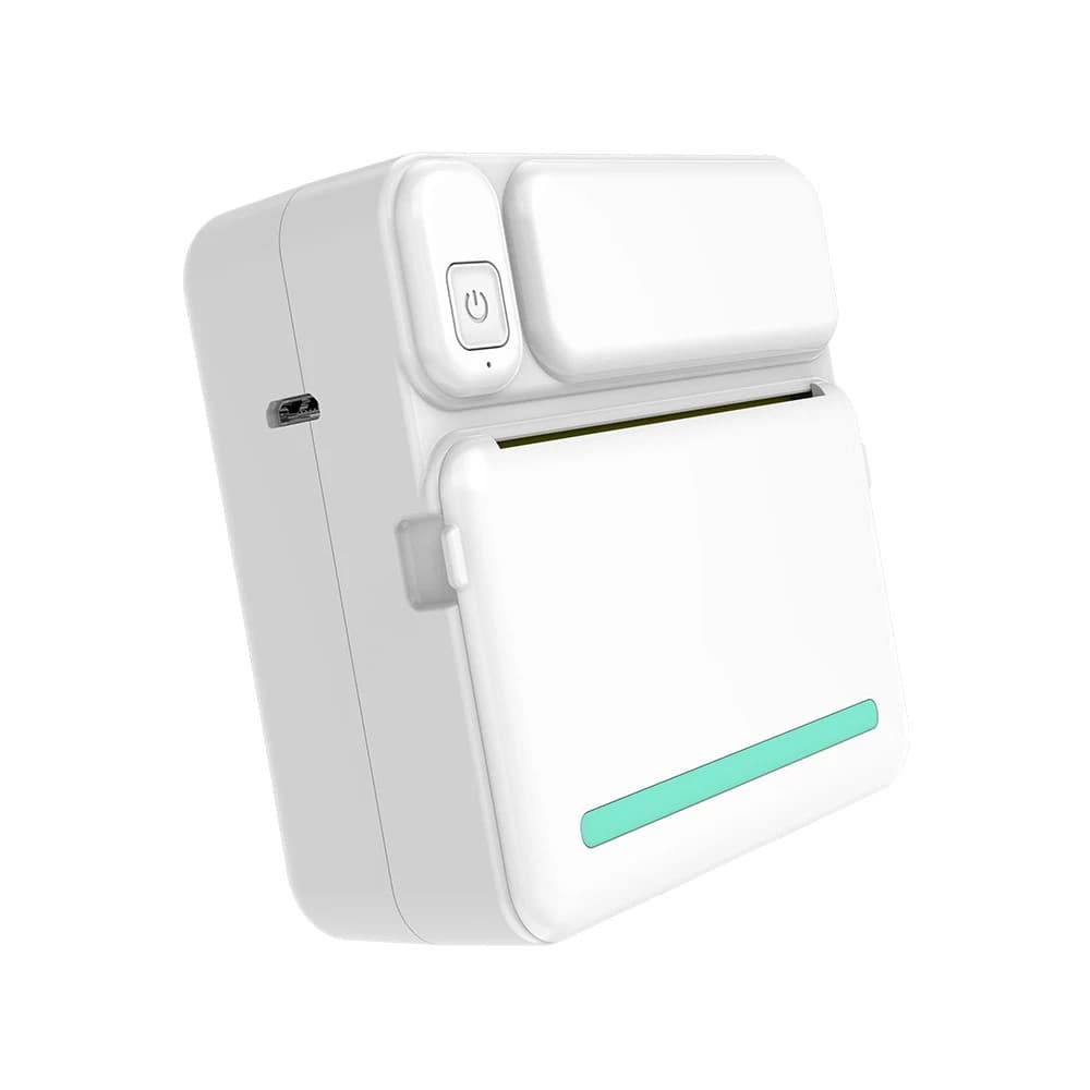Mini imprimanta termica C19, compatibil iOS/Android, alb/turcoaz — 3