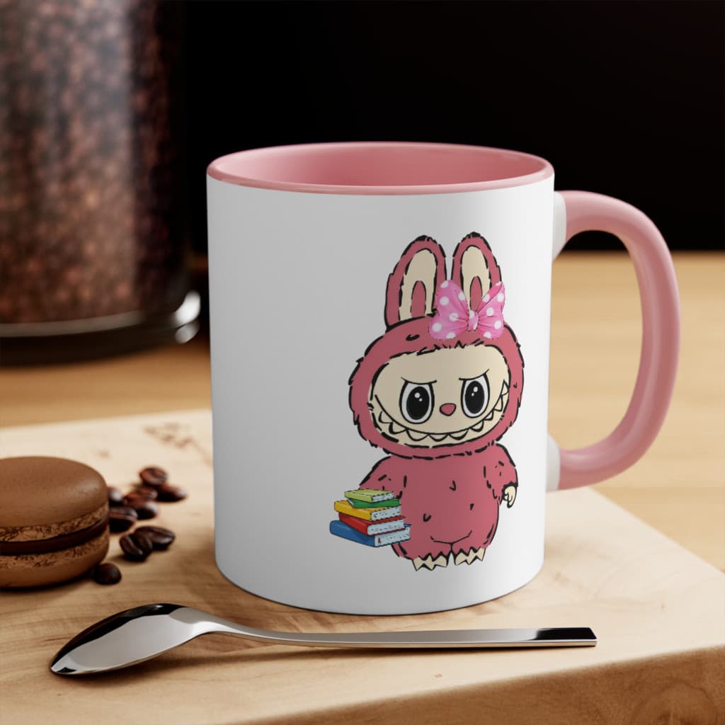 Cana ceramica personalizata, design La Bubu, 330 ml, alb/roz, model 1 — 2