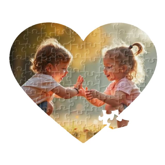 Puzzle personalizat cu poza ta, in forma de inima, 23.5 x 17.5 cm, 50 piese — 2