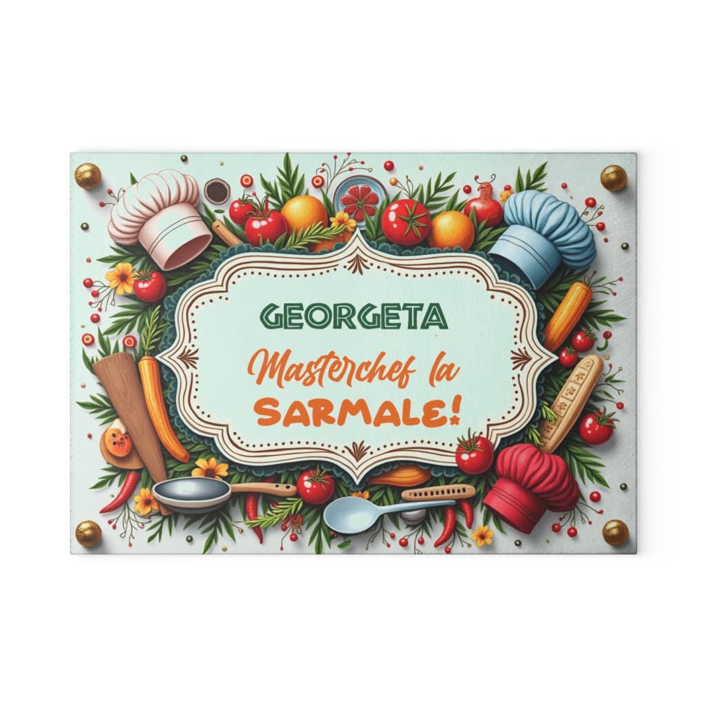 Tocator de sticla, 27 x 18 cm, personalizabil cu nume si mesaj — 2