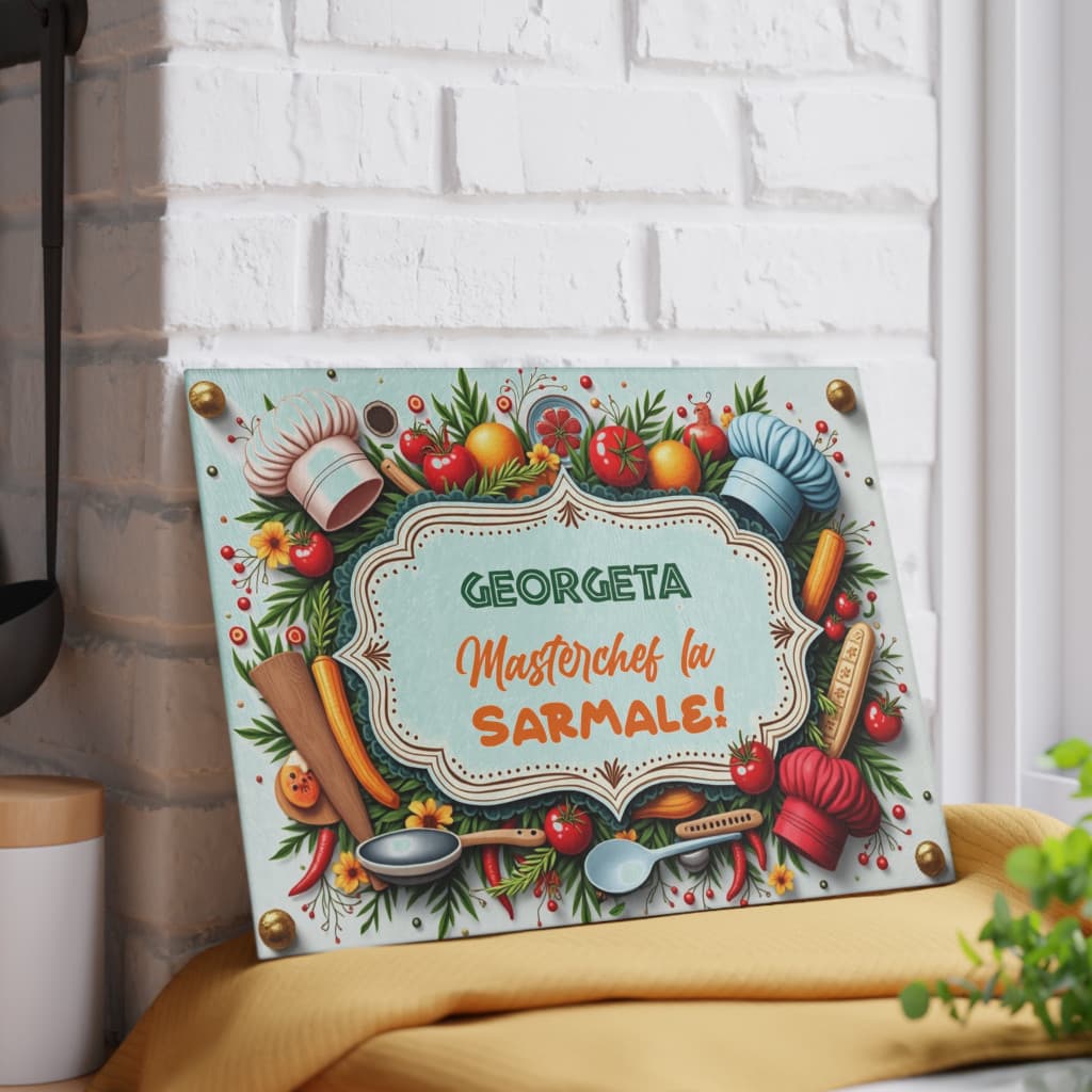 Tocator de sticla, 27 x 18 cm, personalizabil cu nume si mesaj — 9