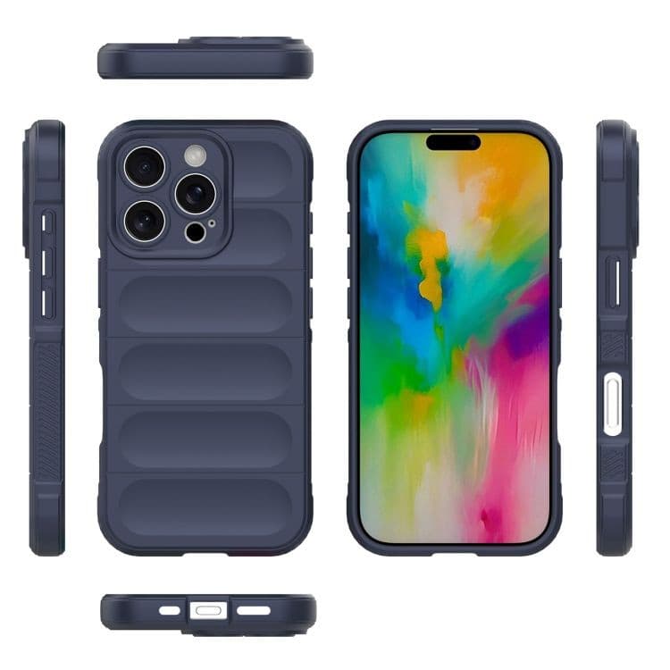 Husa Apple iPhone 16 Pro Max, Wave Silicone, protectie camera, catifea in interior, navy blue — 3