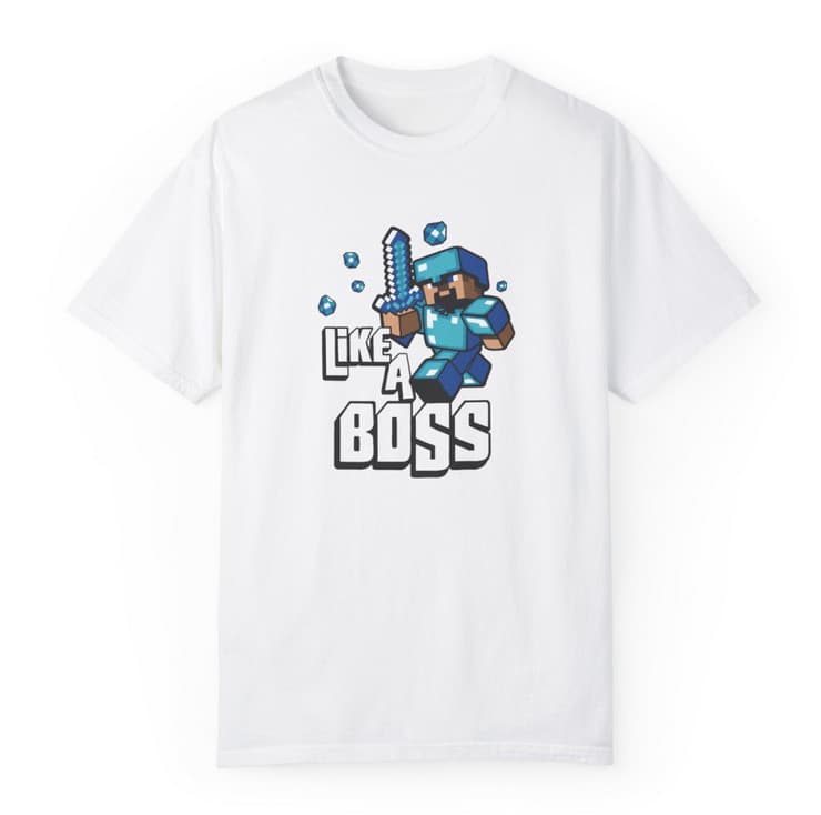 Tricou personalizat alb, copii/adulti, design Like a Boss, modal, diverse marimi — 2