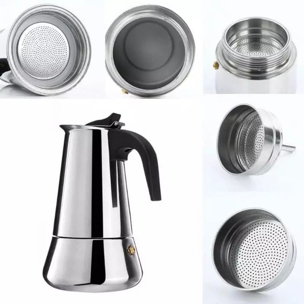 Cafetiera, espresso maker, otel inoxidabil, 450 ml, 9 cesti — 4