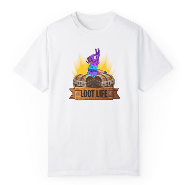 Tricou personalizat alb, copii/adulti, design Loot Life, modal, diverse marimi — 2