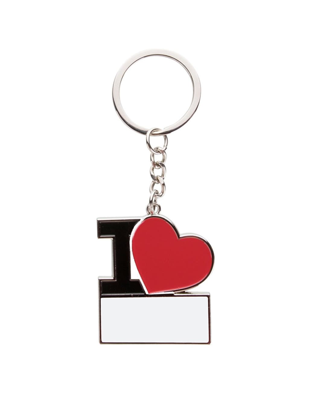 Breloc metalic personalizat cu poza ta, model I love — 2