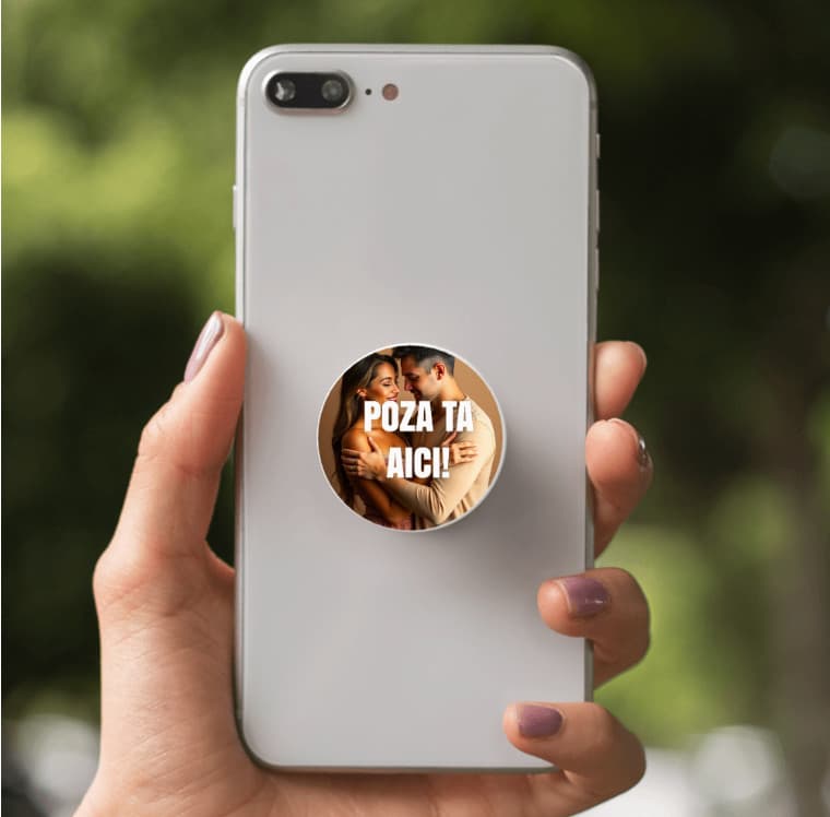 Suport telefon mobil tip popsocket personalizat cu poza ta, alb — 2