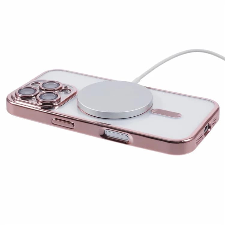 Husa Apple iPhone 16 Pro Max, Magsafe Electroplating TPU, protectie camera, margini rose gold — 2