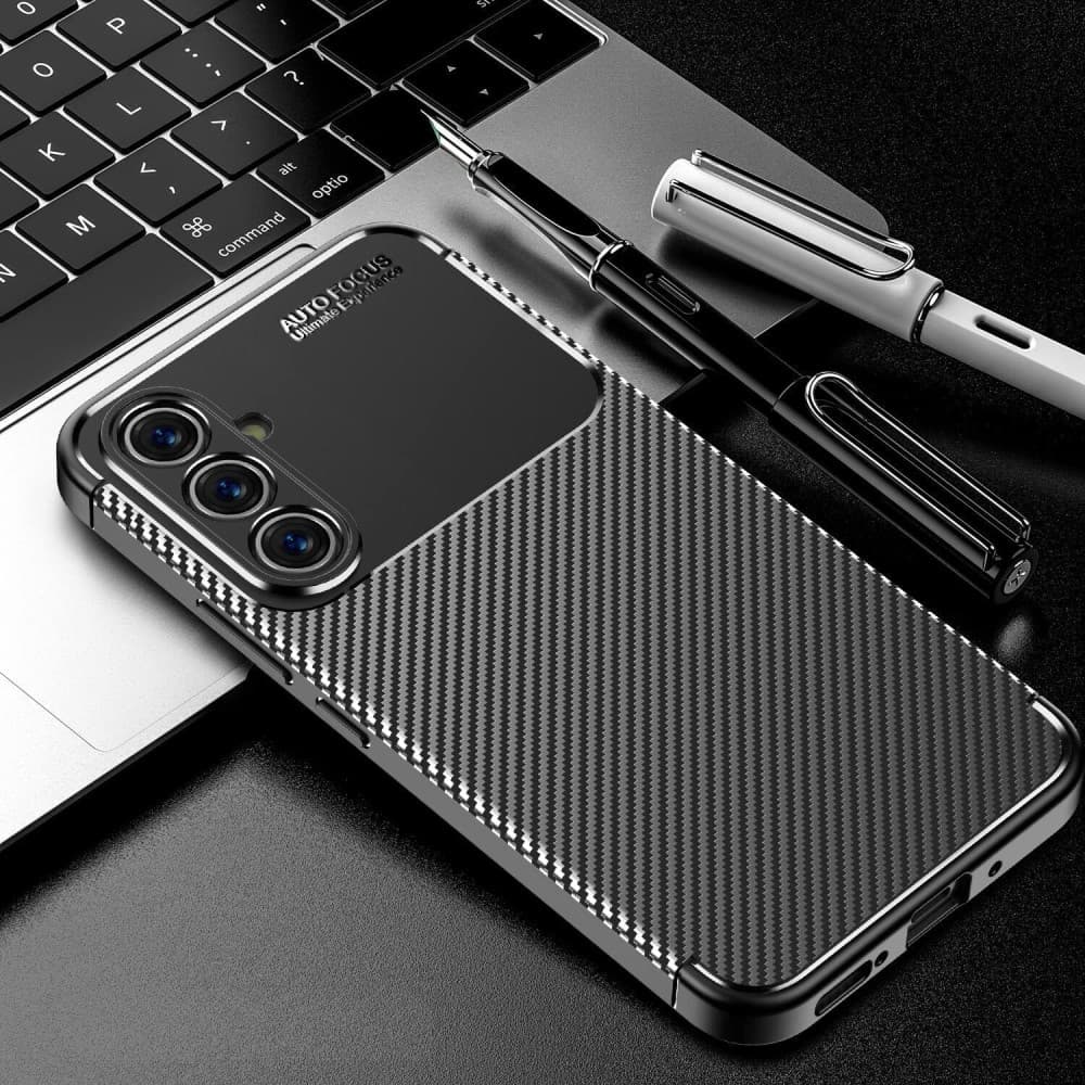 Husa Carbon Fiber pentru Samsung Galaxy A54 5G, aspect carbon, neagra — 2