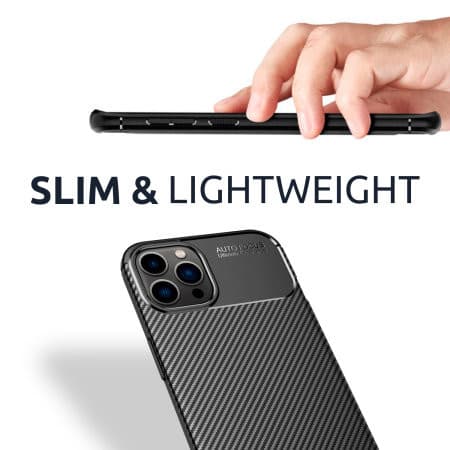 Husa Carbon Fiber pentru Apple iPhone 16 Pro Max, aspect carbon, neagra — 6