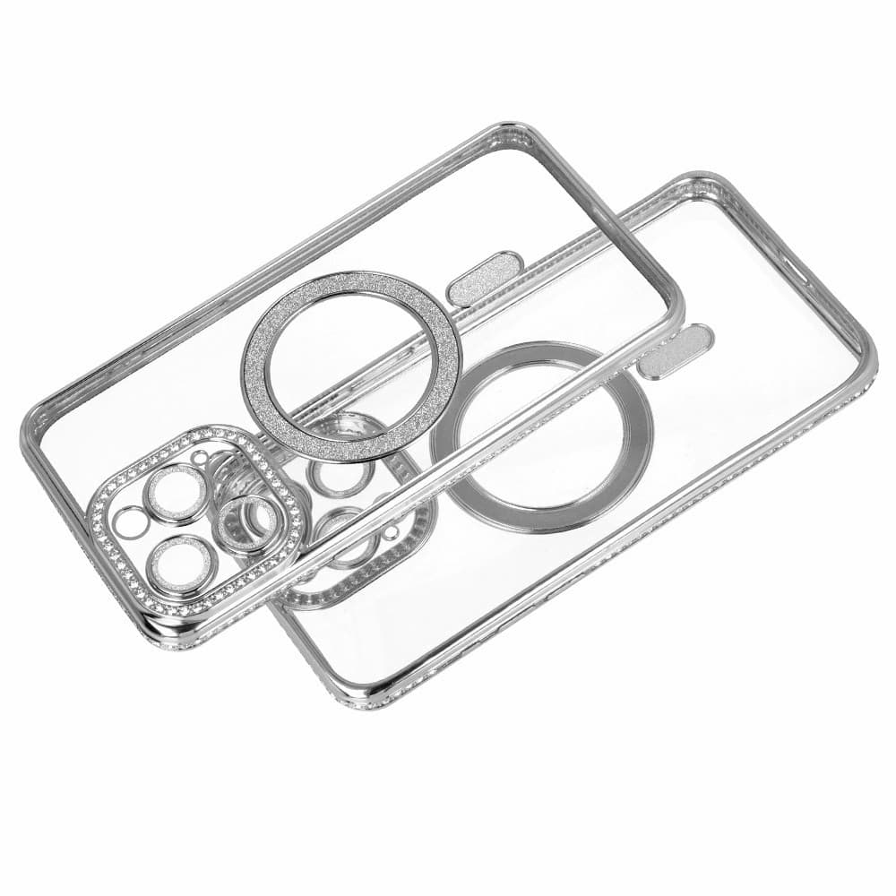 Husa Apple iPhone 17, Electroplating Bling Magsafe, protectie camera, argintie — 3