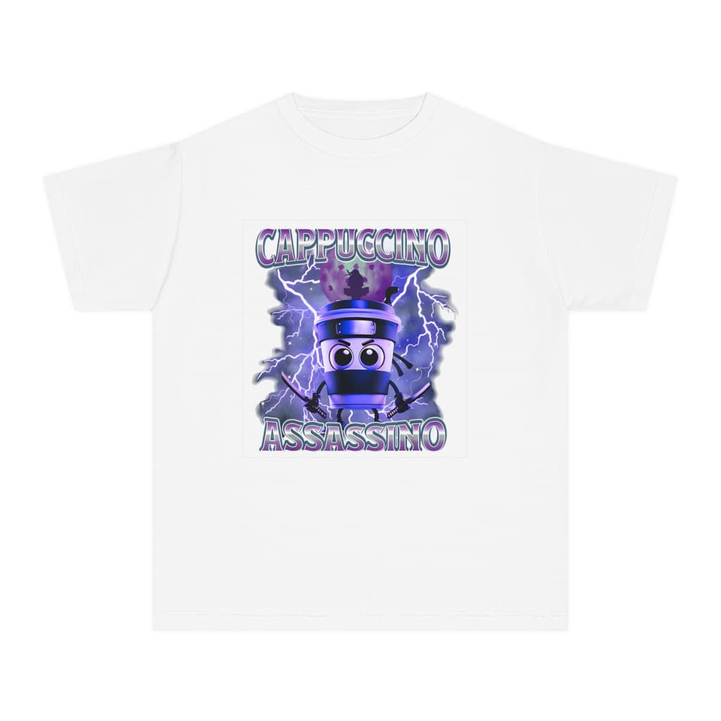 Tricou personalizat alb, copii/adulti, design Cappuccino Assassino 2, modal, diverse marimi — 2