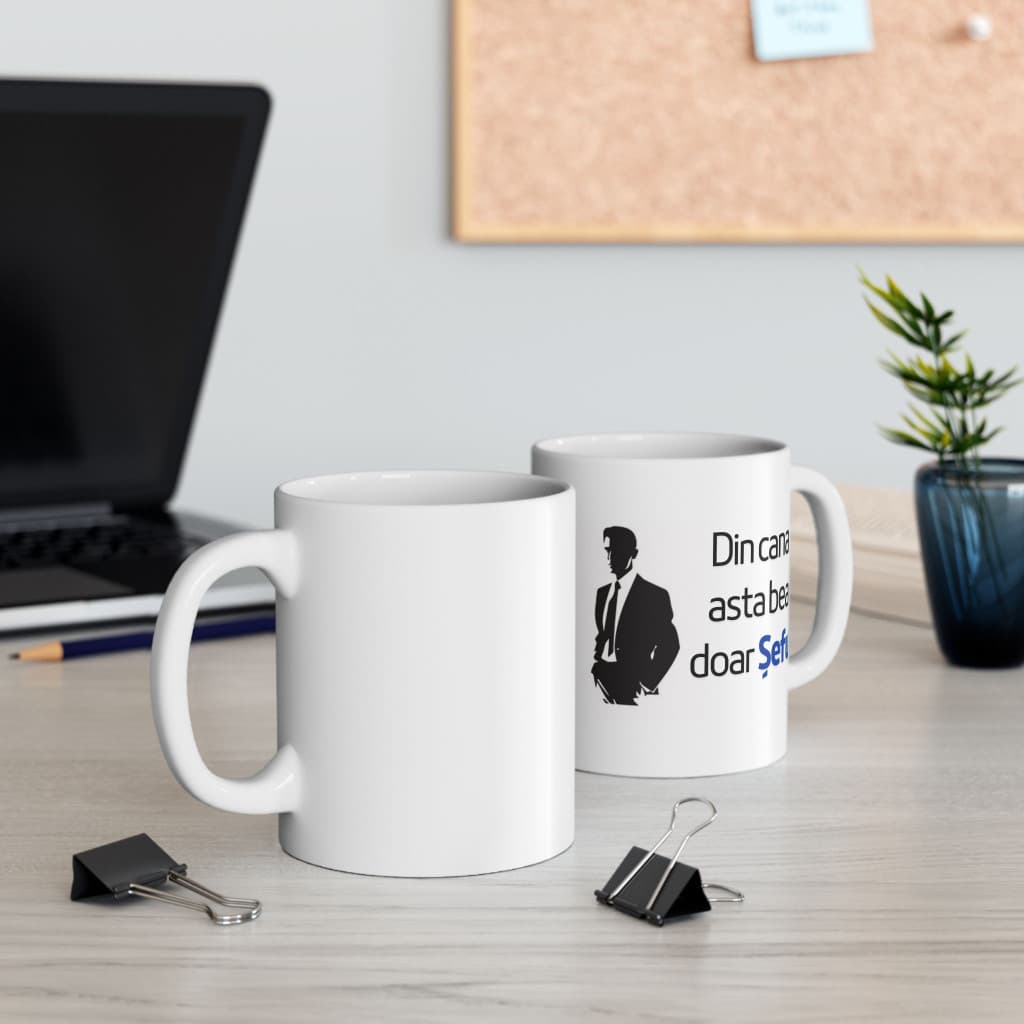 Cana ceramica personalizata, mesaj "Din cana asta bea doar Sefu", 330 ml, alba — 6