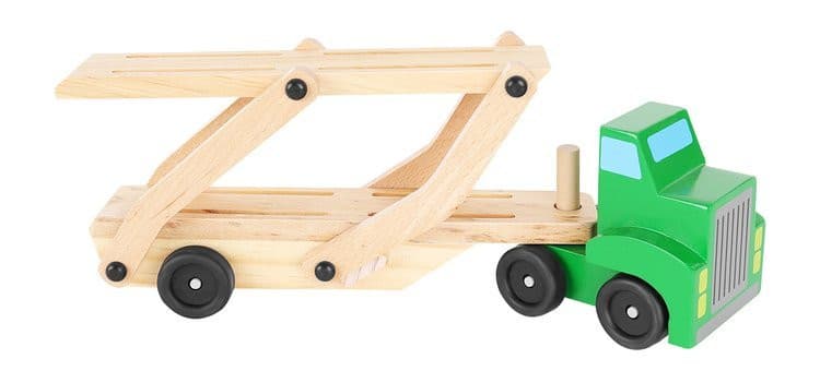 Camion tractare din lemn, 4 masinute incluse — 9