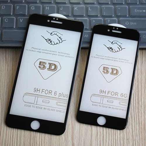 Folie de sticla Apple iPhone 6/6S, Full Glue 5D, margini negre — 2