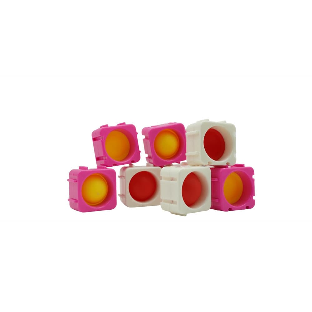 Set 8 blocuri de constructie din silicon, Pop Bubble, Fidget Toy, Puzzle, Multicolor — 3