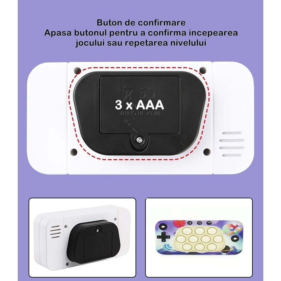 Jucarie interactiva Speed Push, joc de viteza apasare taste tip Pop-It, sunete si lumini, model galaxia — 4