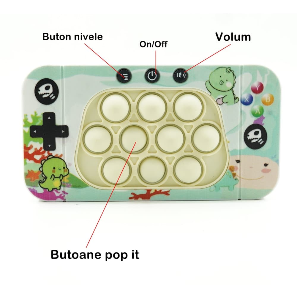 Jucarie interactiva Speed Push, joc de viteza apasare taste tip Pop-It, sunete si lumini, model dinozaur — 4
