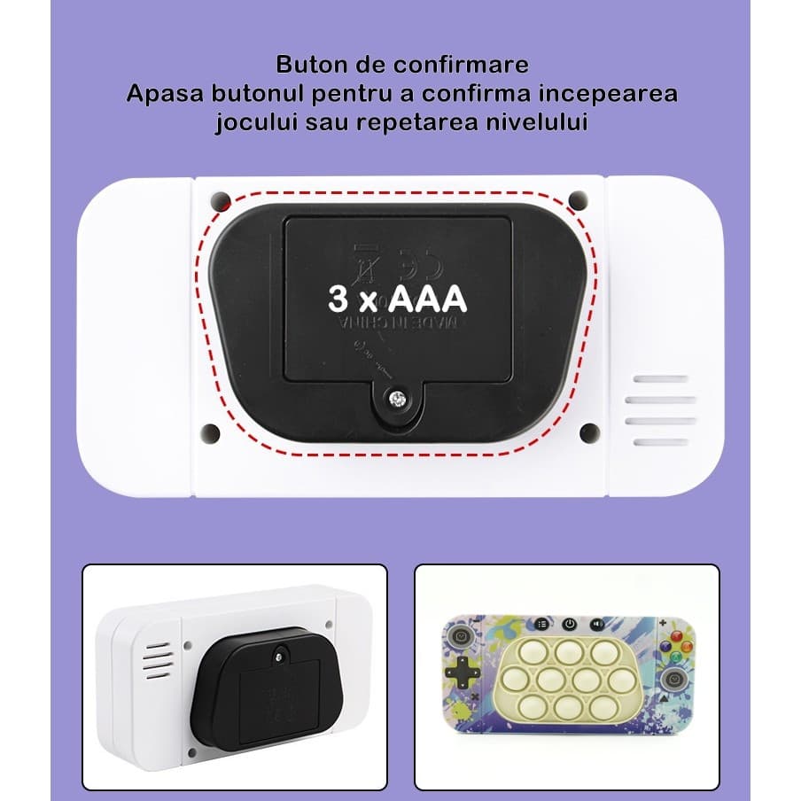 Jucarie interactiva Speed Push, joc de viteza apasare taste tip Pop-It, sunete si lumini, model culori — 4