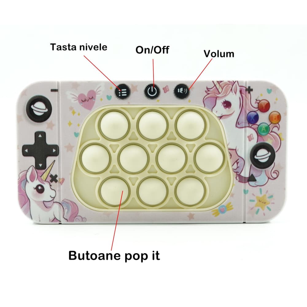 Jucarie interactiva Speed Push, joc de viteza apasare taste tip Pop-It, sunete si lumini, model unicorn — 4