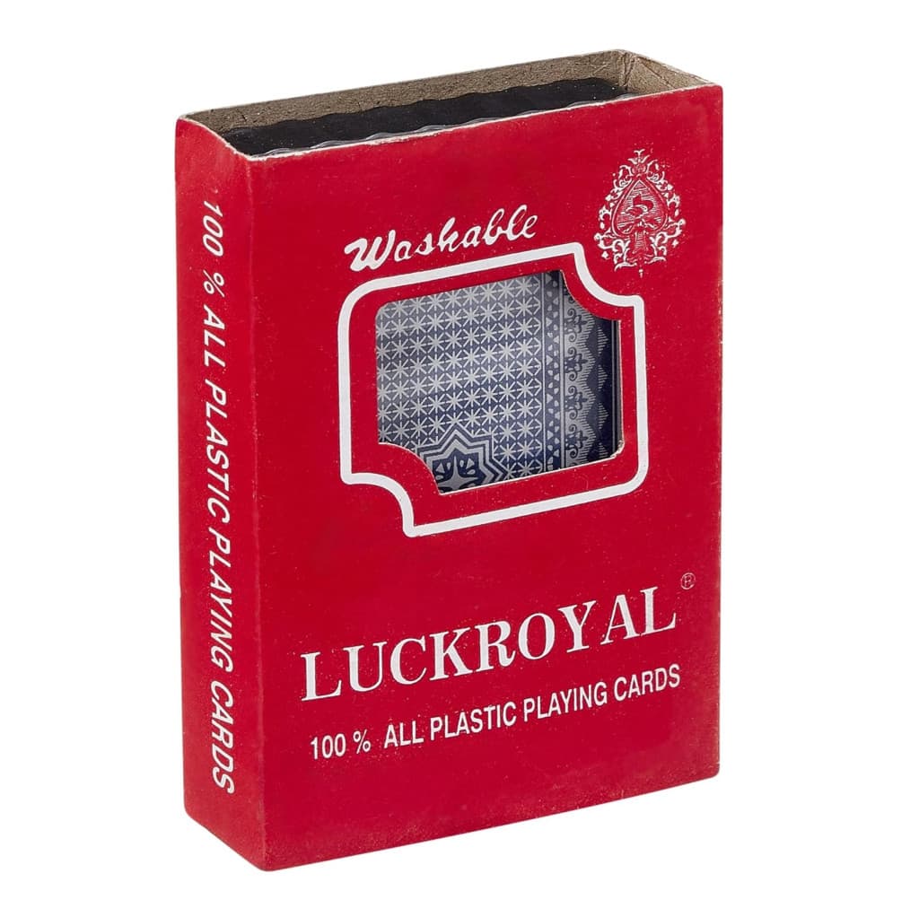 Pachet carti de joc clasice din plastic LUCKROYAL, cutie de plastic inclusa, spate rosu — 3