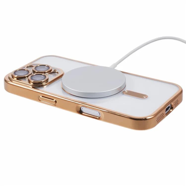 Husa Apple iPhone 16 Pro Max, Magsafe Electroplating TPU, protectie camera, margini aurii — 2